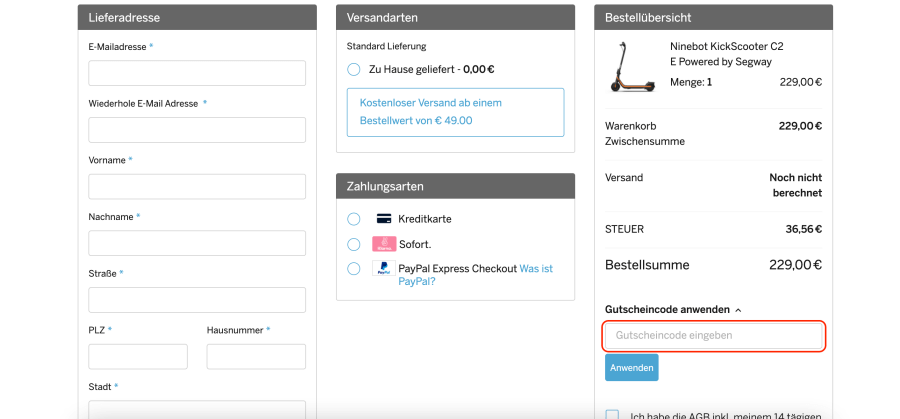 Box für Segway rabattcode